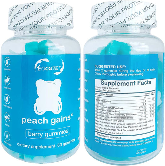Berry Flavored Women's Workout Support Gummies with Peach and Strawberry Flavors - Multivitamin Supplement