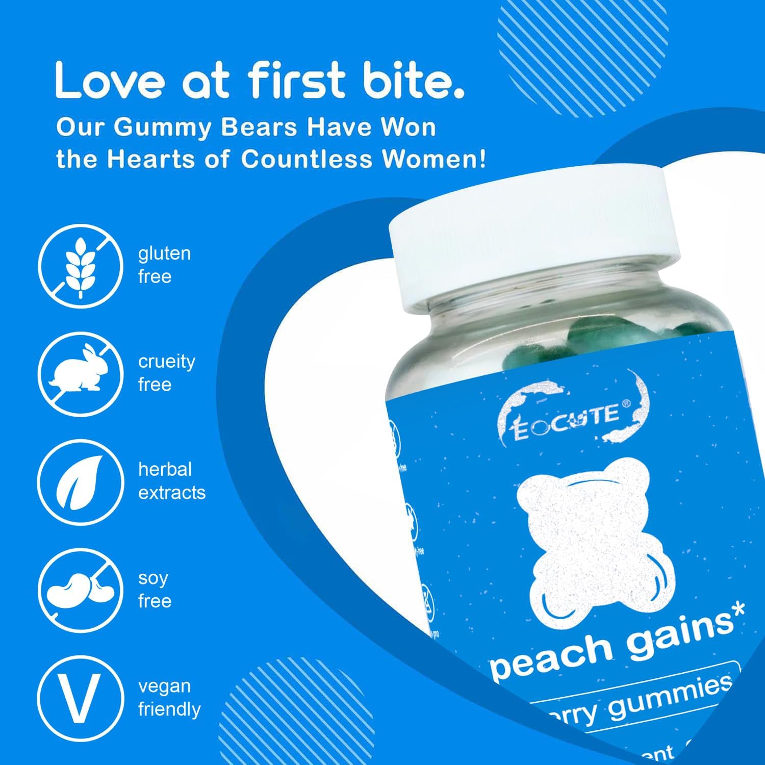 Berry Flavored Women's Workout Support Gummies with Peach and Strawberry Flavors - Multivitamin Supplement