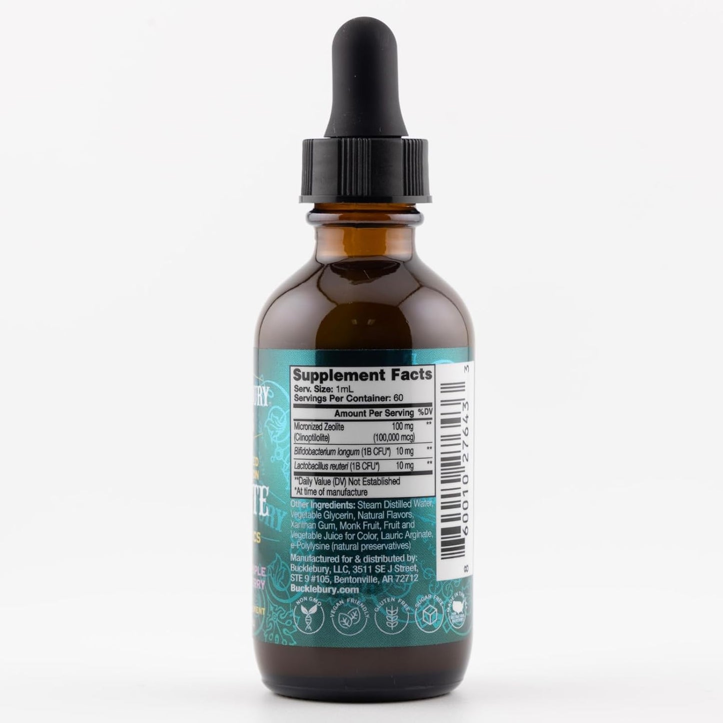 Berry-Flavored Zeolite Liquid Suspension with Probiotics for Kids - Natural Health Support - 2 Fl Oz