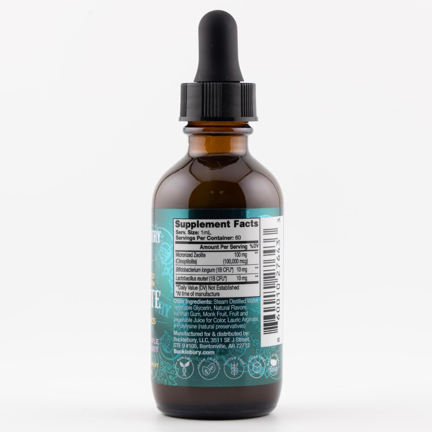 Berry-Flavored Zeolite Liquid Suspension with Probiotics for Kids - Natural Health Support - 2 Fl Oz