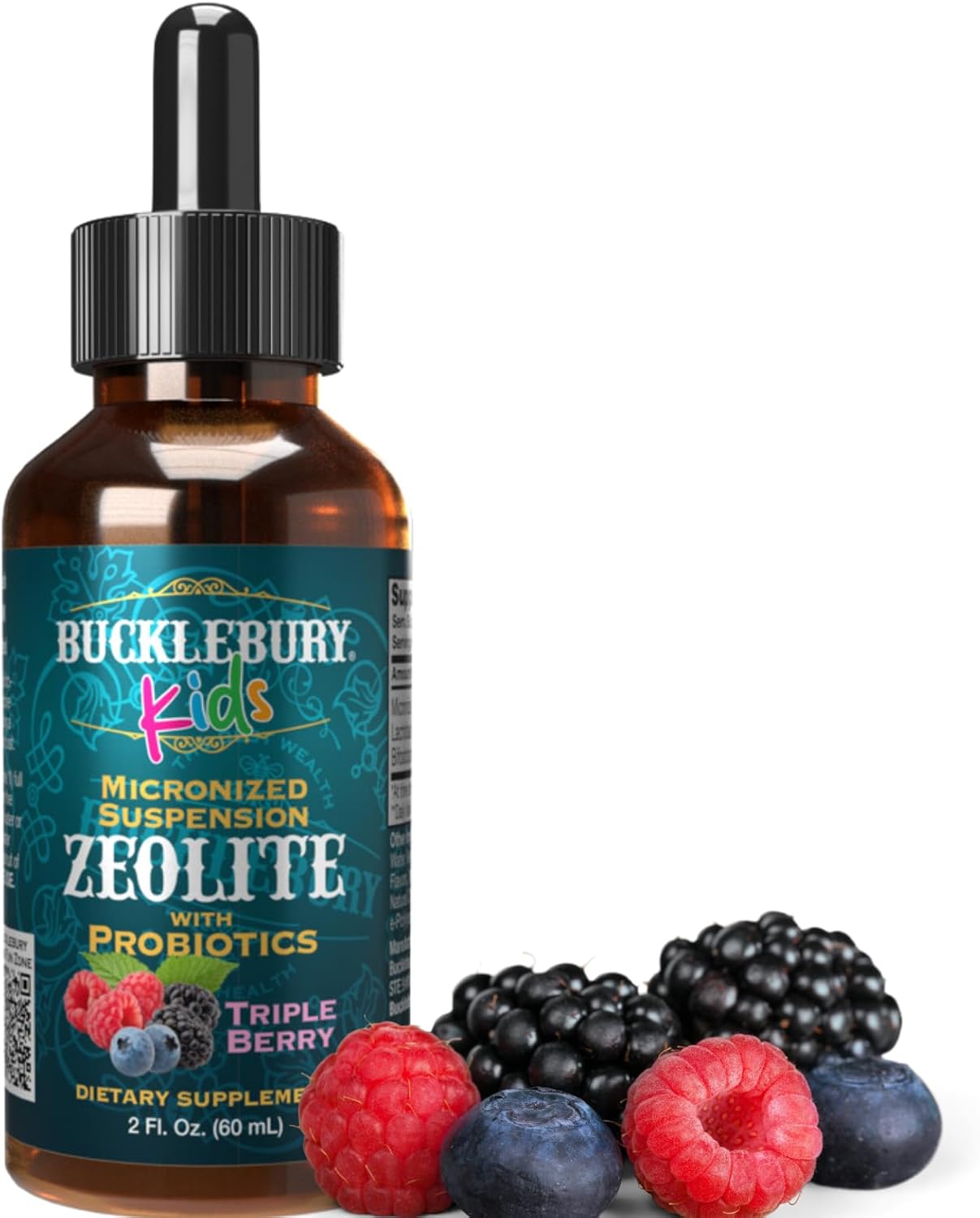 Berry-Flavored Zeolite Liquid Suspension with Probiotics for Kids - Natural Health Support - 2 Fl Oz