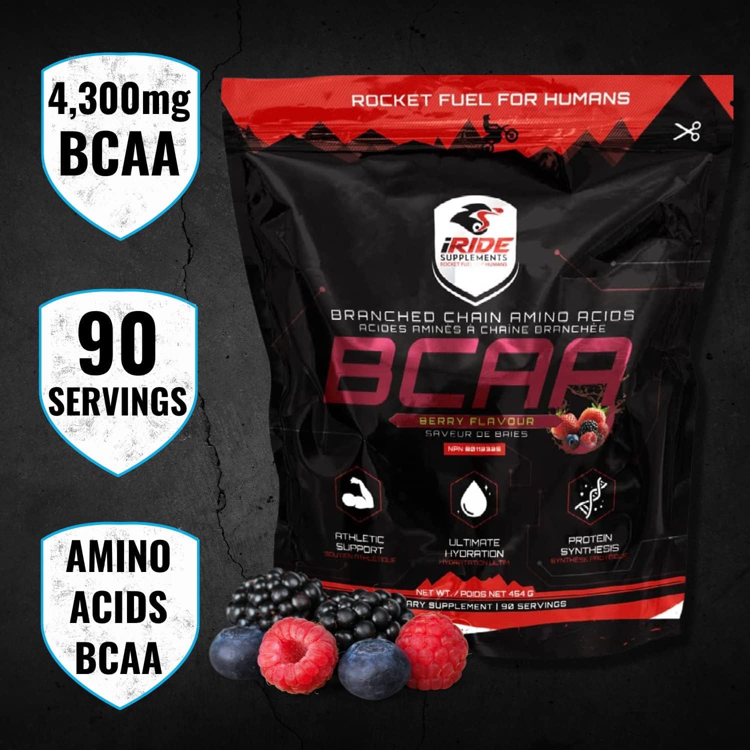 Berry Flavoured BCAA Protein Powder for Athletes - Boost Energy, Performance, and Metabolism - 90 Servings