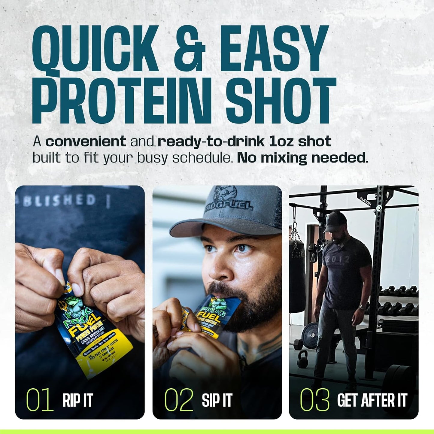Berry Frog Fuel Power Energized Protein Shots - 15g Protein, 80mg Caffeine, Grass Fed Collagen, 22 Amino Acids, 0 Carbs - 24 Packets