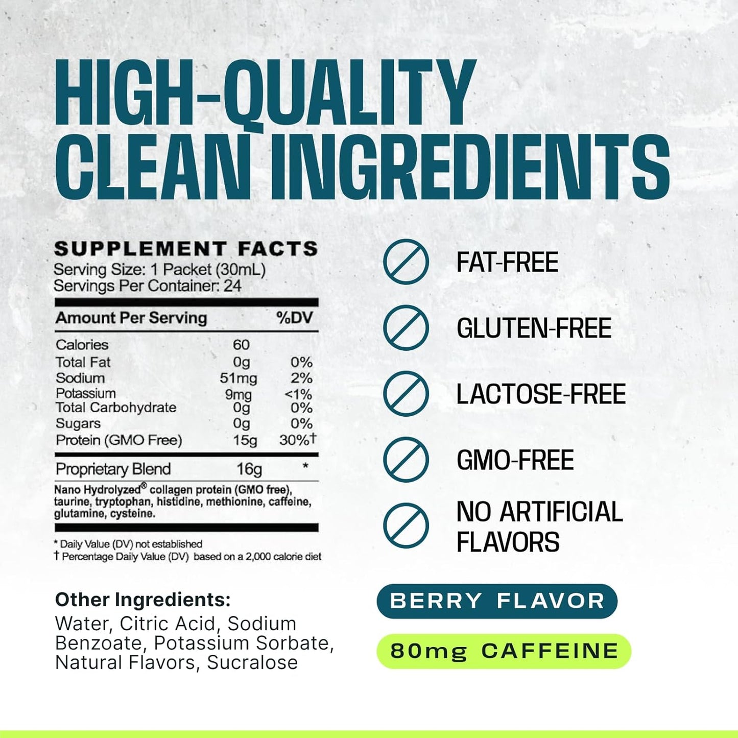 Berry Frog Fuel Power Energized Protein Shots - 15g Protein, 80mg Caffeine, Grass Fed Collagen, 22 Amino Acids, 0 Carbs - 24 Packets