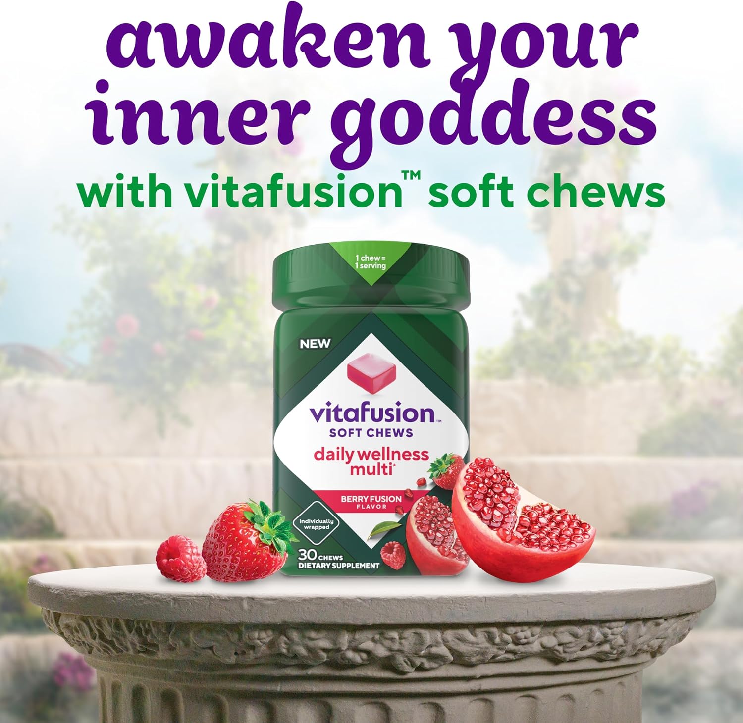 Berry Fusion Flavored Vitafusion Soft Chews Daily Wellness Multi - 30 Day Supply