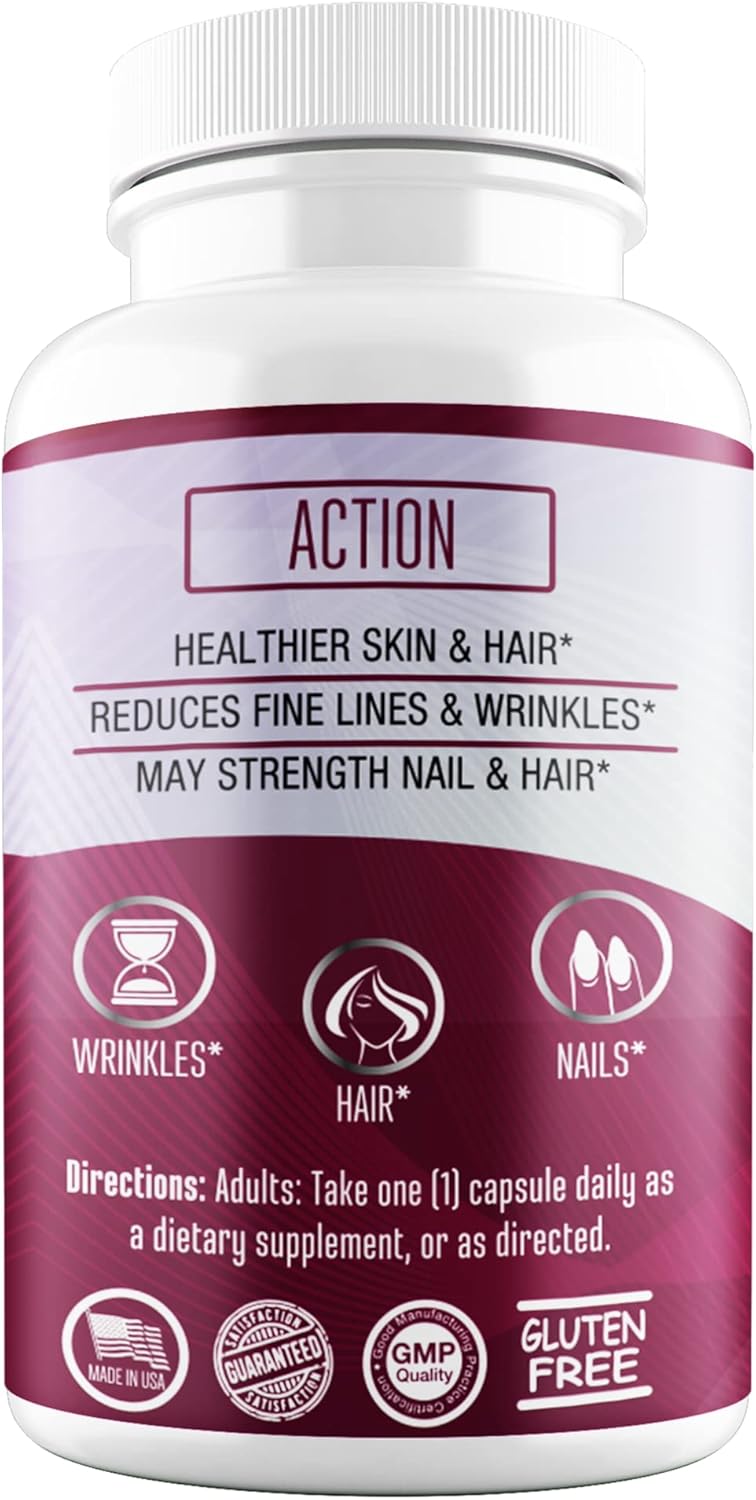 Berry Gen Biotin Supplement 10000 mcg Capsules - Hair & Skin Health Support - Moisturize Nails - 30 Count