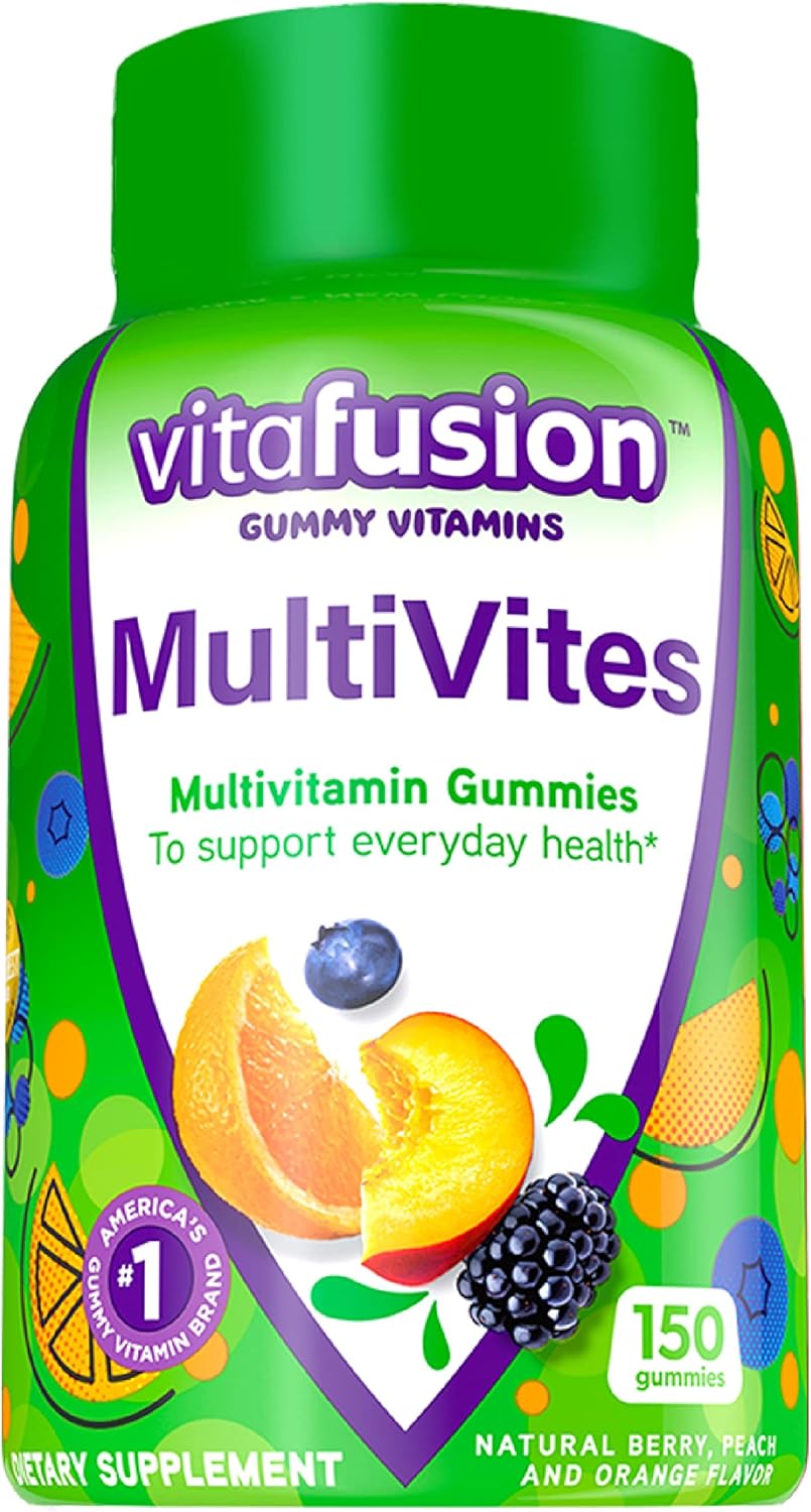 Berry Peach Omega-3 Gummy Multivitamins for Adults with 12 Vitamins & Minerals - Heart Health, Berry Lemonade Flavor