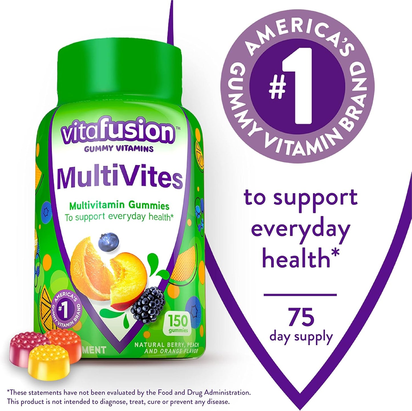 Berry Peach Omega-3 Gummy Multivitamins for Adults with 12 Vitamins & Minerals - Heart Health, Berry Lemonade Flavor