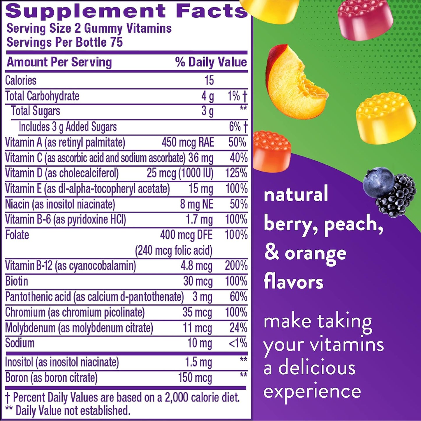 Berry Peach Omega-3 Gummy Multivitamins for Adults with 12 Vitamins & Minerals - Heart Health, Berry Lemonade Flavor