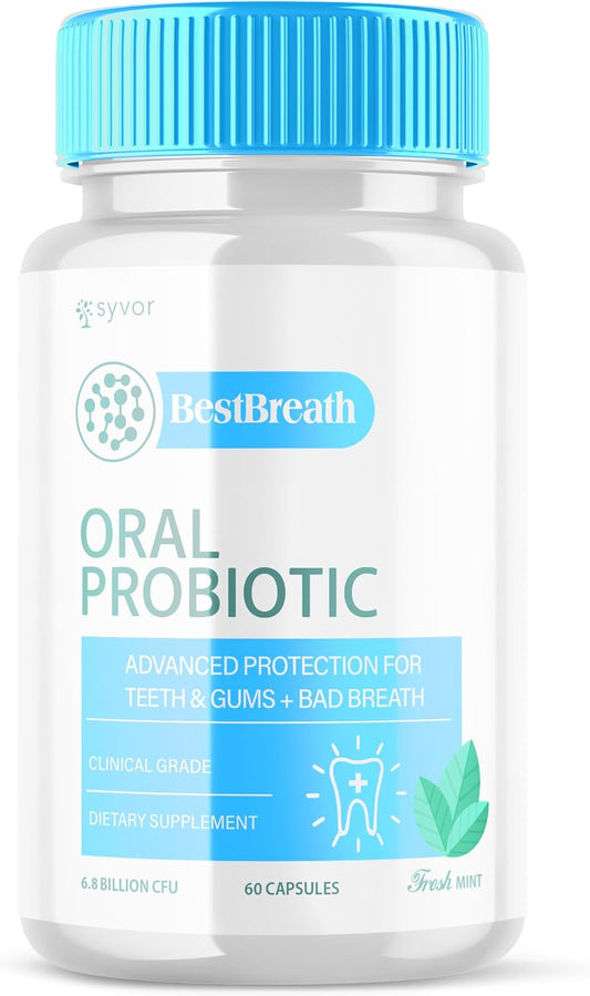 Best Breath Oral Probiotic Capsules for Healthy Gums and Teeth - All Natural Supplement (60 Capsules)