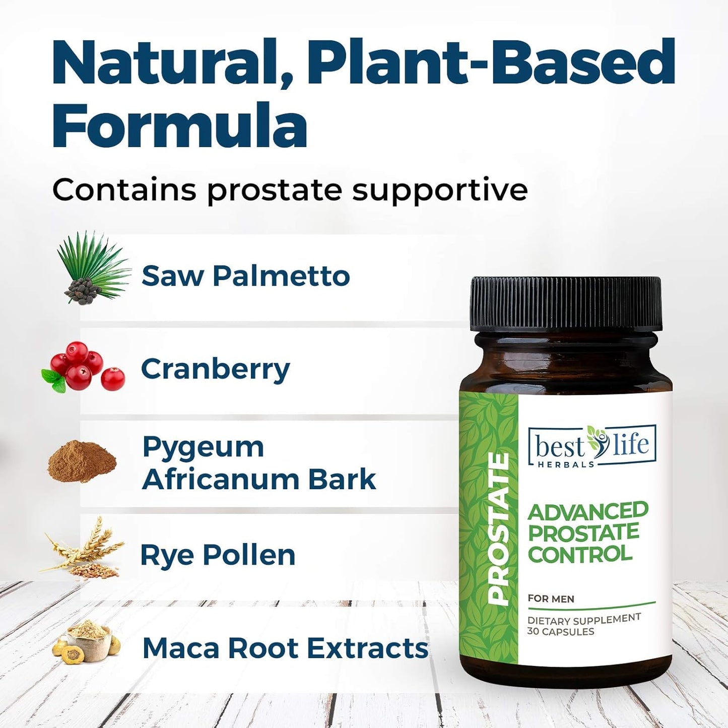 Best Life Herbals Prostate Control Supplement with Saw Palmetto - 1 Bottle for Enlarged Prostate & Overactive Bladder in Men