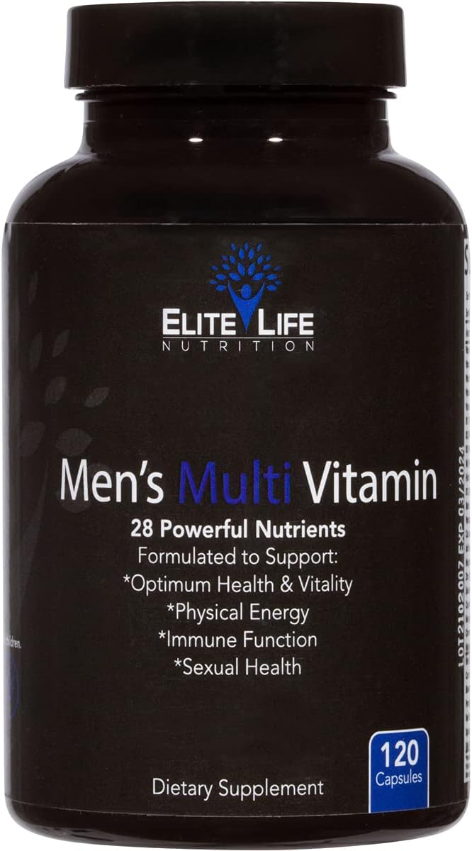 Best Men's Multivitamin - 28 Essential Nutrients for Optimal Health, Energy, Immune Support - 120 Capsules