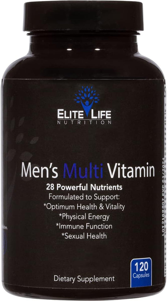 Best Men's Multivitamin - 28 Essential Nutrients for Optimal Health, Energy, Immune Support - 120 Capsules
