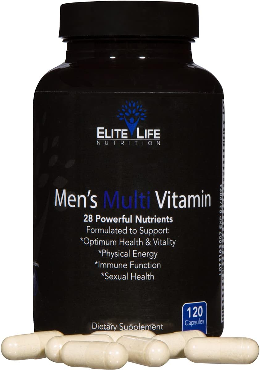 Best Men's Multivitamin - 28 Essential Nutrients for Optimal Health, Energy, Immune Support - 120 Capsules