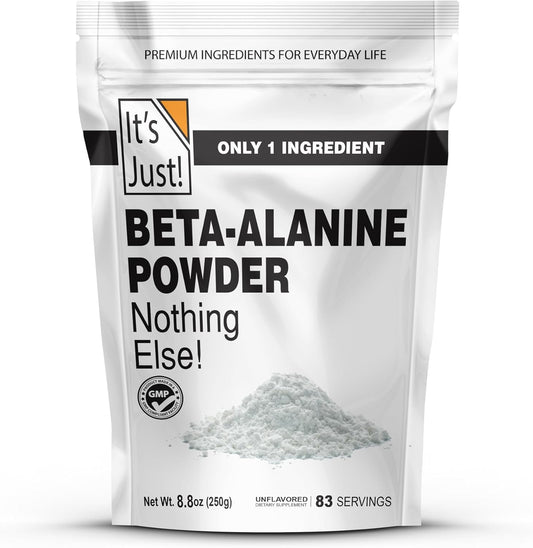 Beta-Alanine Powder - 250g Bulk Pre-Workout Supplement, Unflavored, 3000mg Per Serving