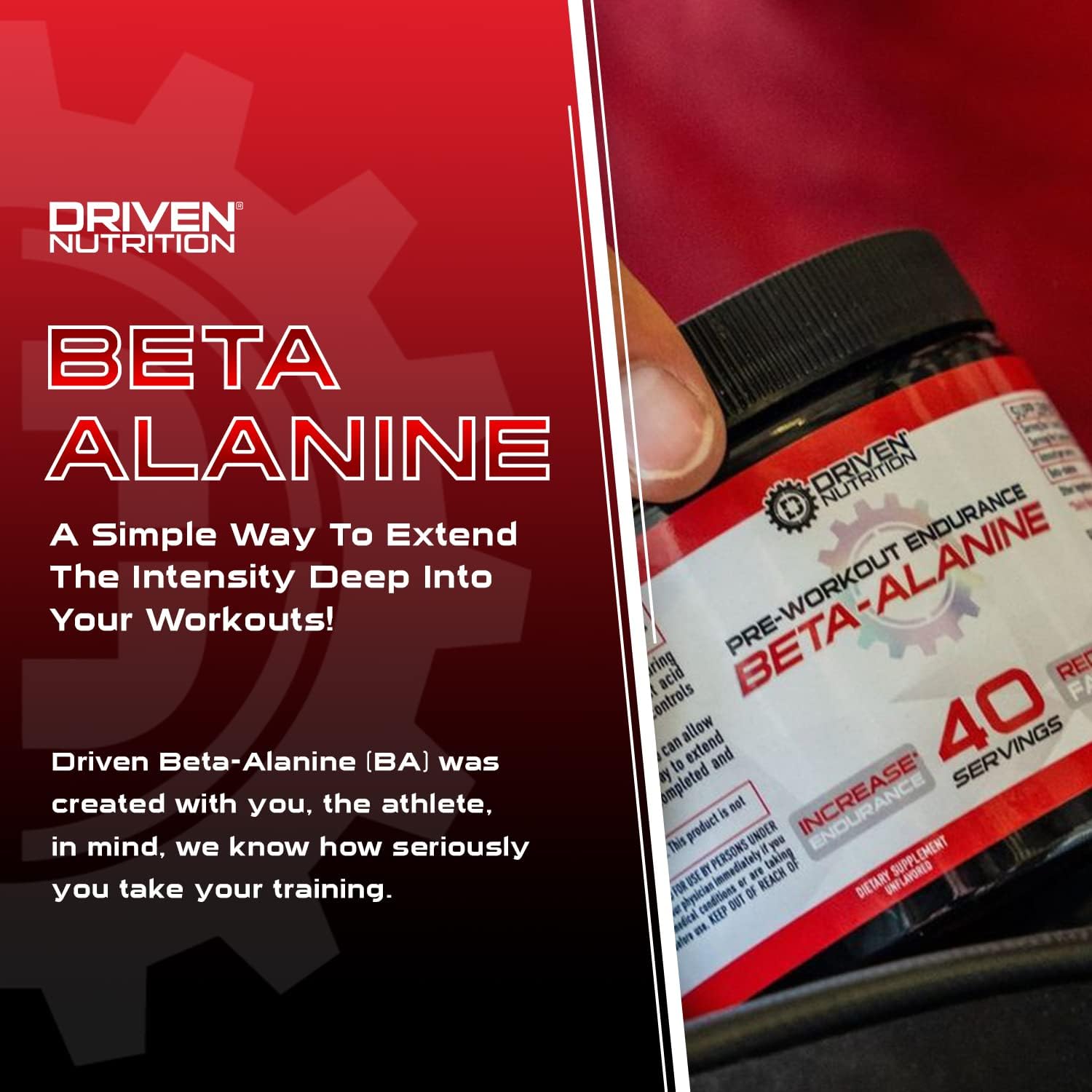 Beta Alanine Powder for Physical Endurance & Muscle Fatigue - Unflavored Preworkout Supplement for Weightlifting & Cardio