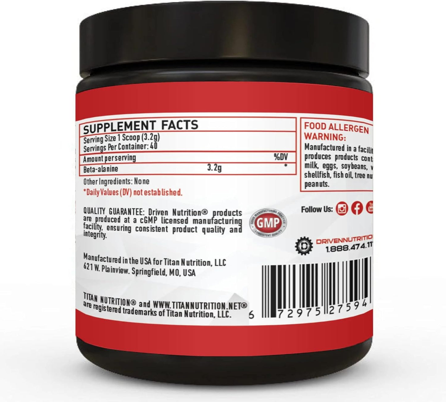 Beta Alanine Powder for Physical Endurance & Muscle Fatigue - Unflavored Preworkout Supplement for Weightlifting & Cardio