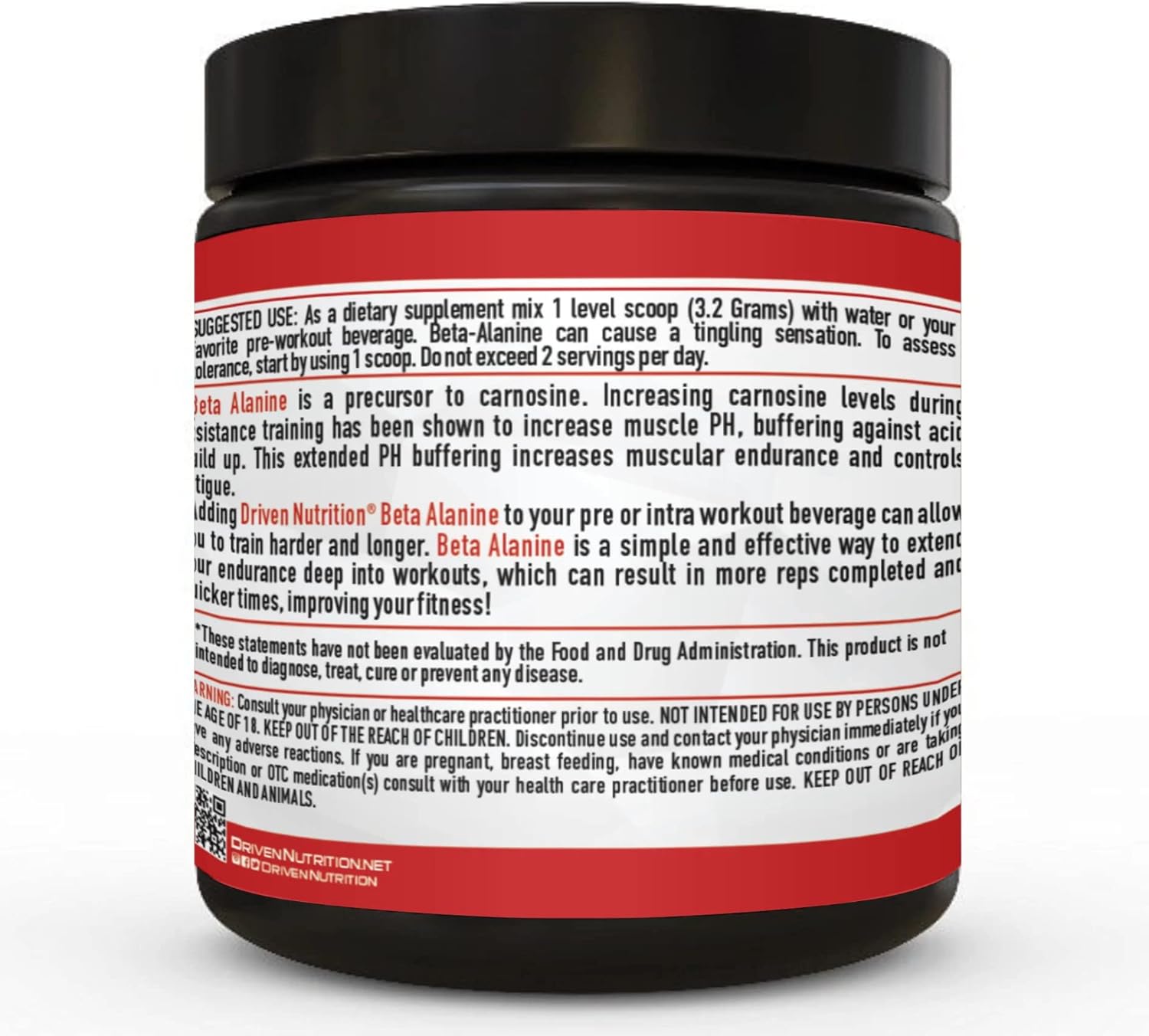 Beta Alanine Powder for Physical Endurance & Muscle Fatigue - Unflavored Preworkout Supplement for Weightlifting & Cardio
