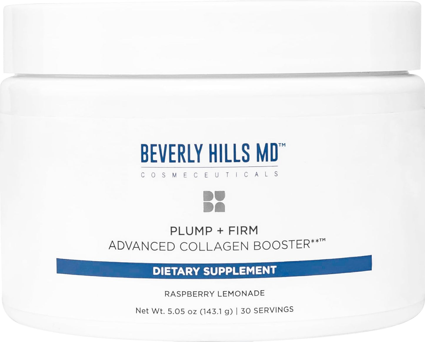Beverly Hills MD Collagen Booster Drink Mix for Plumper, Firmer Skin - Raspberry Lemonade Formula with Collagen Peptides, Polyphenols, Ceramides for Aging Skin