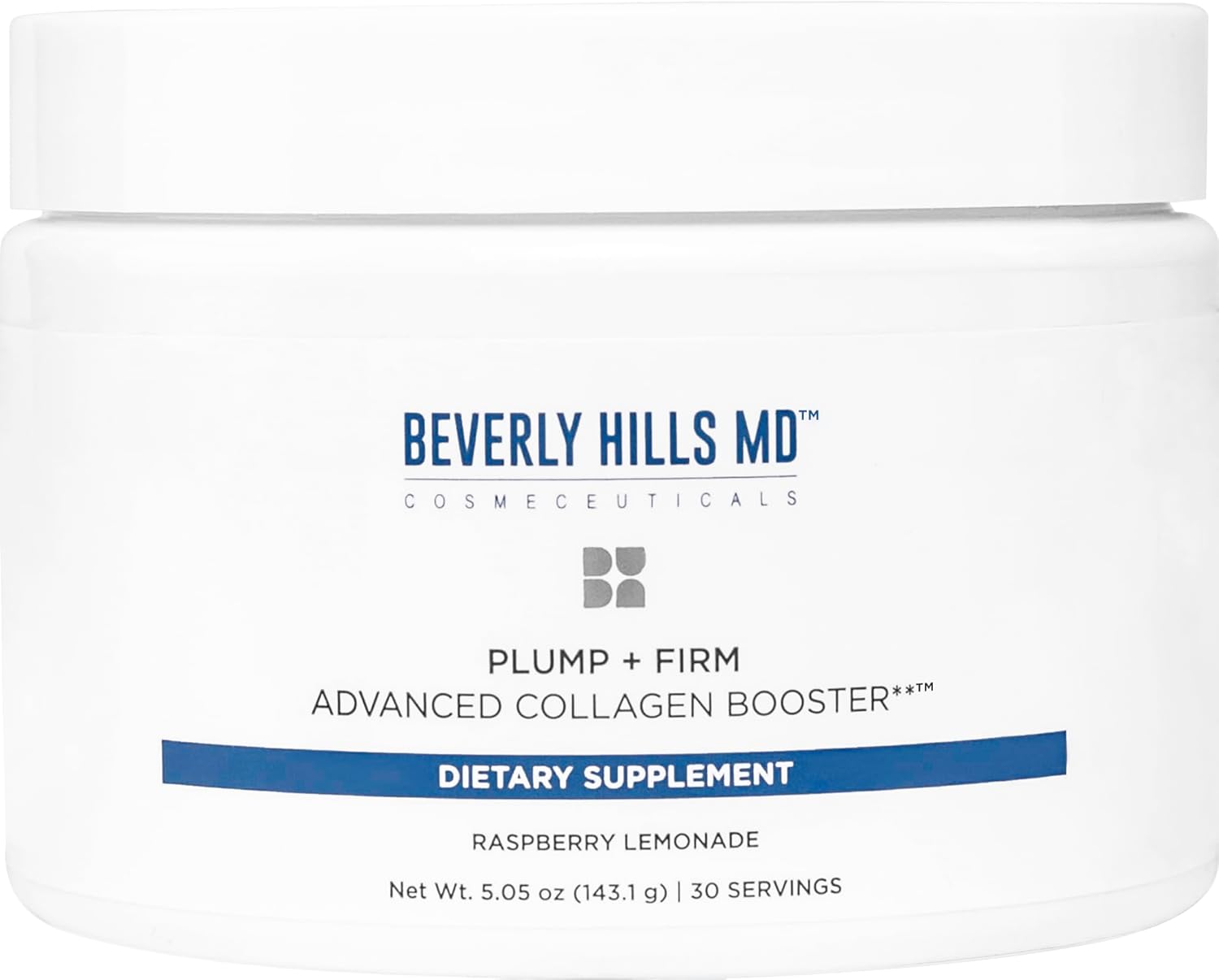 Beverly Hills MD Collagen Booster Drink Mix for Plumper, Firmer Skin - Raspberry Lemonade Formula with Collagen Peptides, Polyphenols, Ceramides for Aging Skin