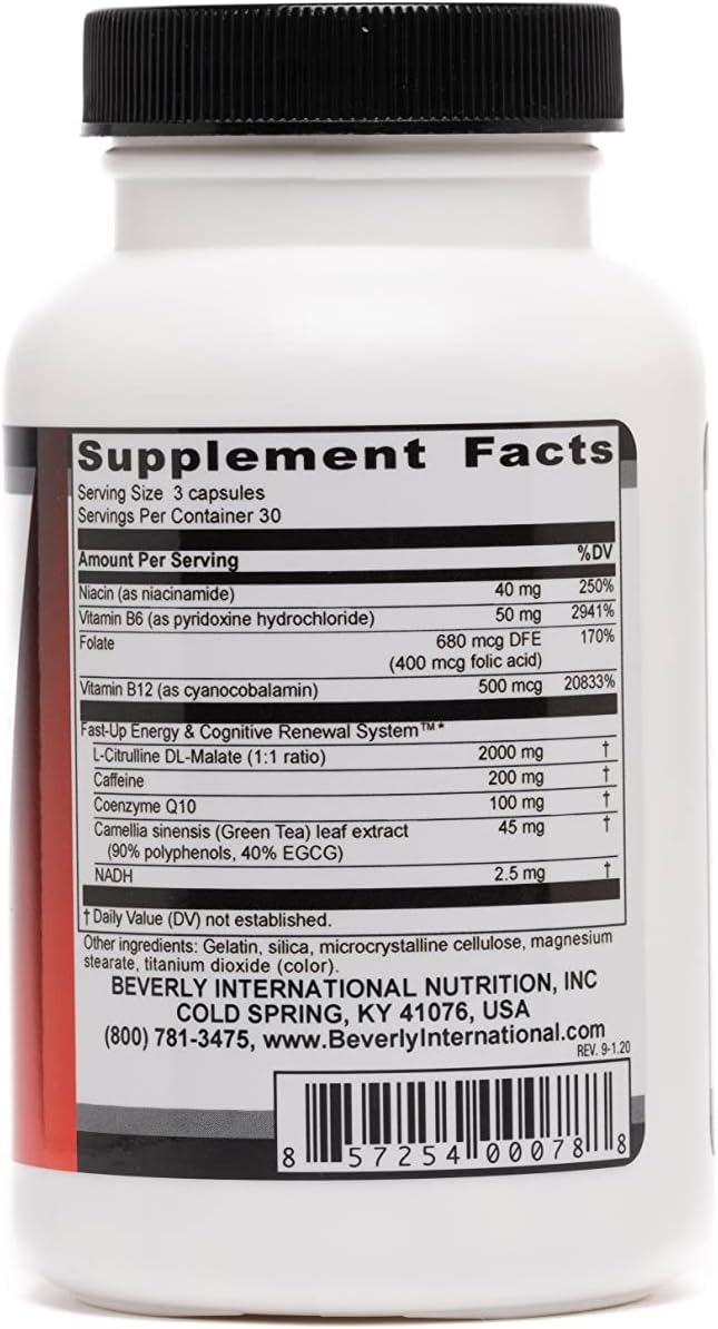 Beverly International Fast-Up Brain Booster: 90 Capsules for Clarity, Focus, and Energy. Improve Mood, Motivation, and Cognitive Performance Quickly.