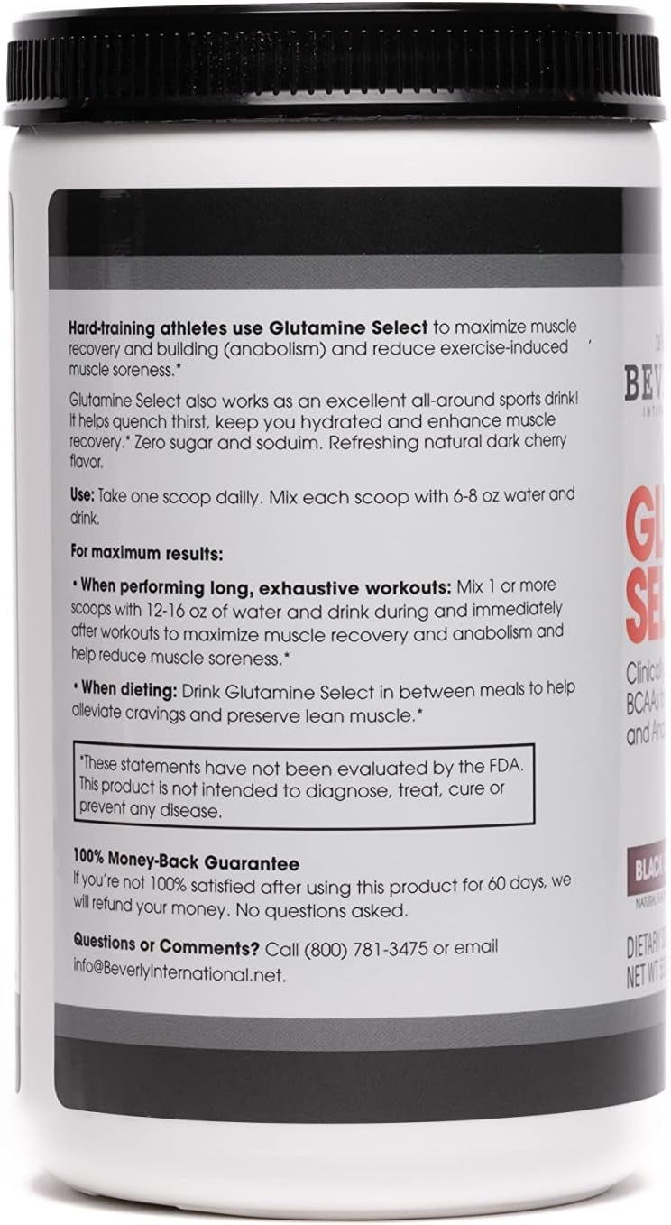 Beverly International Glutamine Select: 60 Servings of Sugar-Free Powder for Lean Muscle Recovery with BCAA's