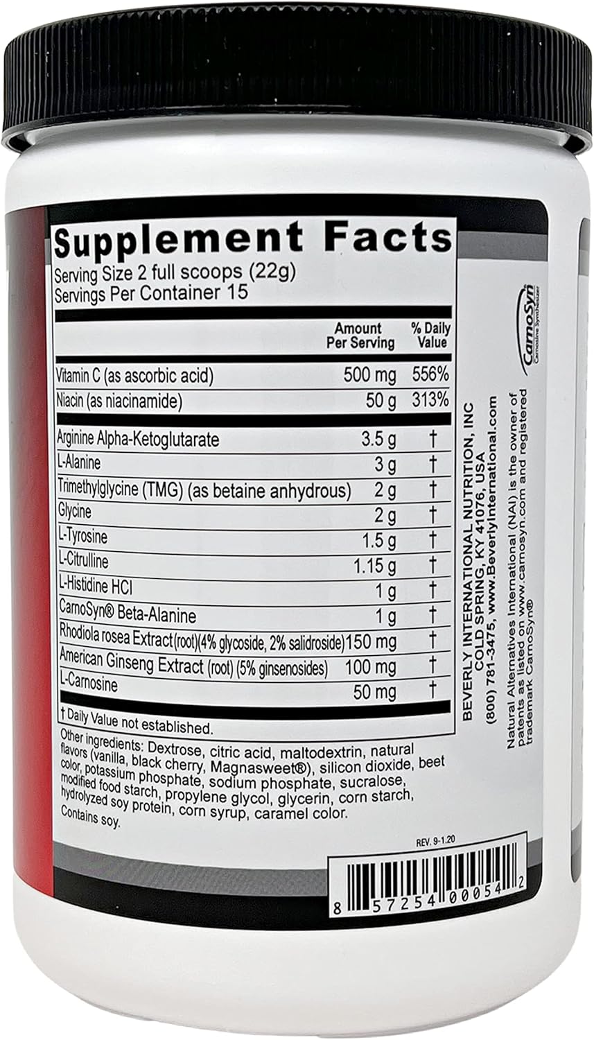 Beverly International Up-Lift Stimulant-Free Energy Drink Mix with Nitric Oxide for Cognitive Performance - 330g