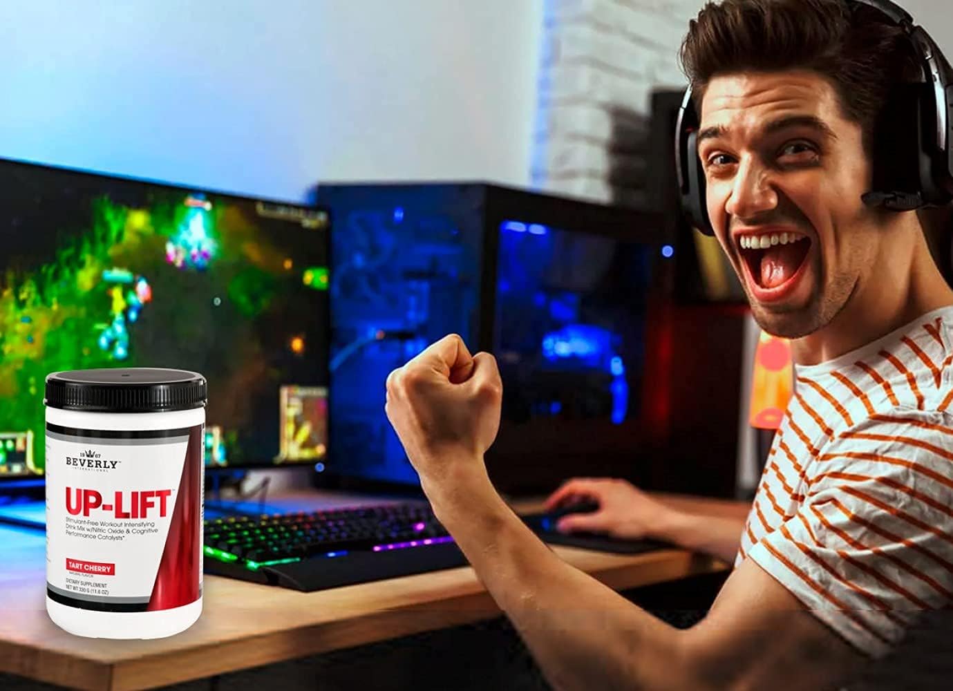 Beverly International Up-Lift Stimulant-Free Energy Drink Mix with Nitric Oxide for Cognitive Performance - 330g