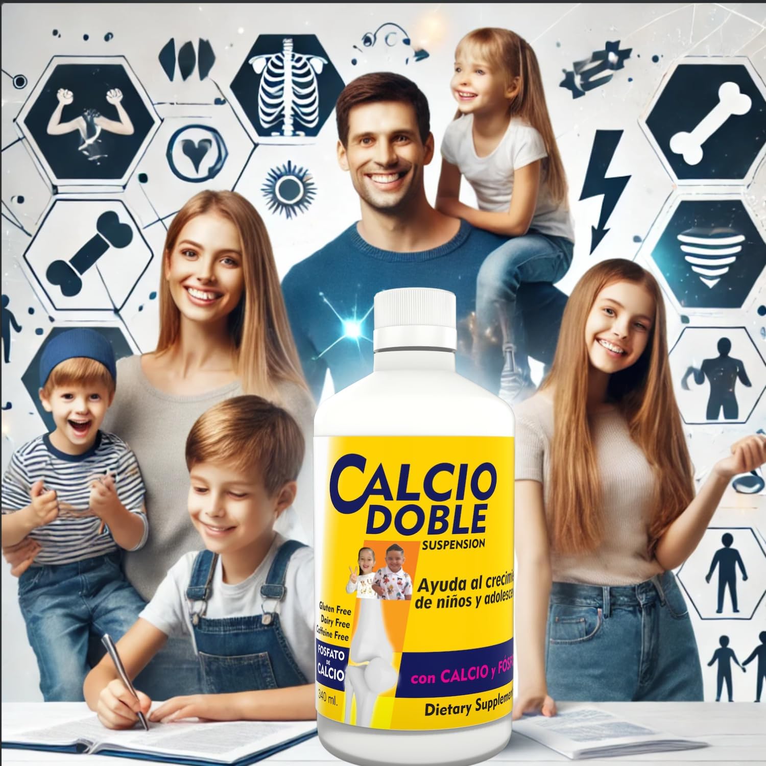 Beyodexa B Double Calcium with Calcium and Phosphorus for Kids and Teens, 11.5 fl oz