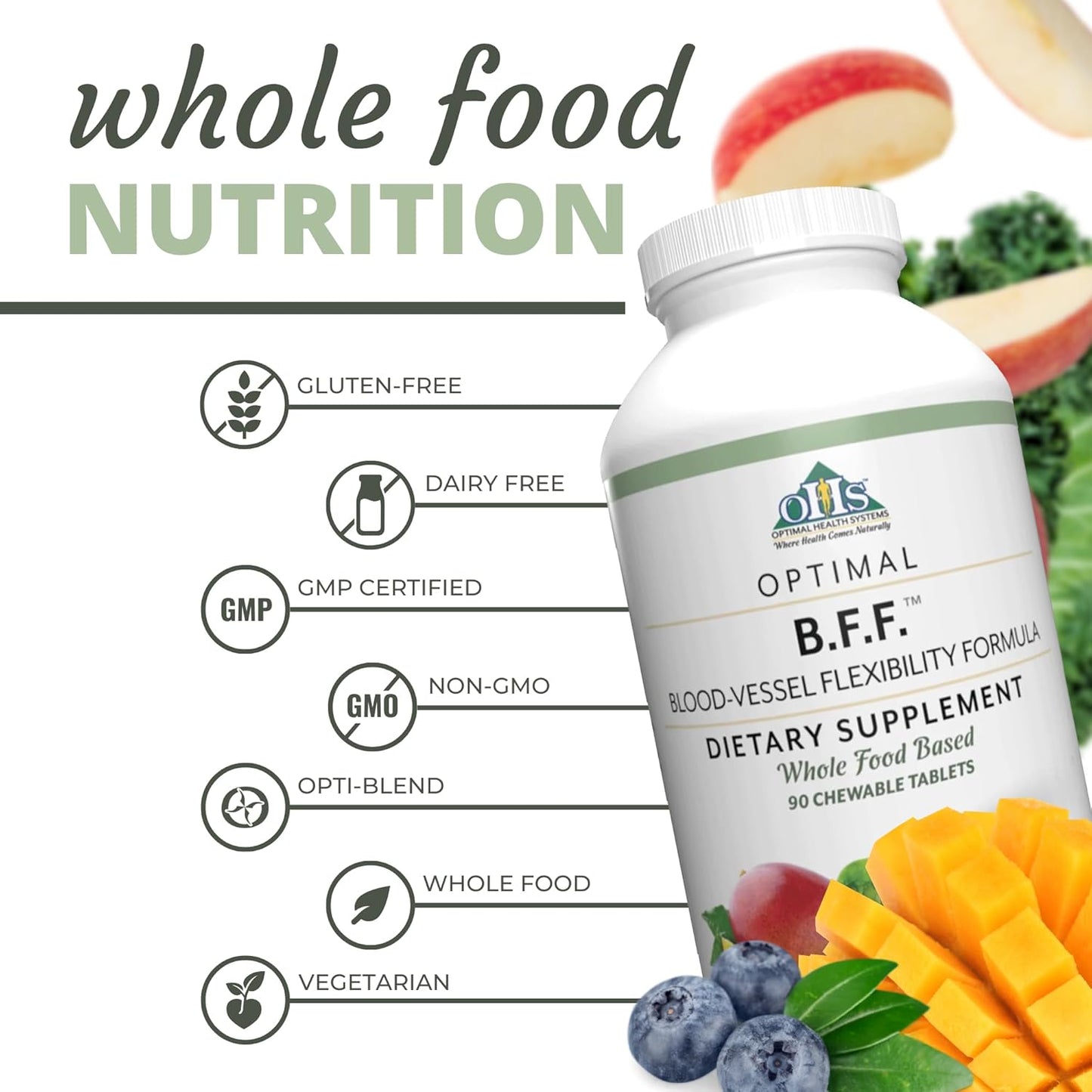 BFF Chewable: Blood-Vessel Flexibility Formula with 50+ Powerful Ingredients for Circulation & Oxygen Flow - 90 Tablets