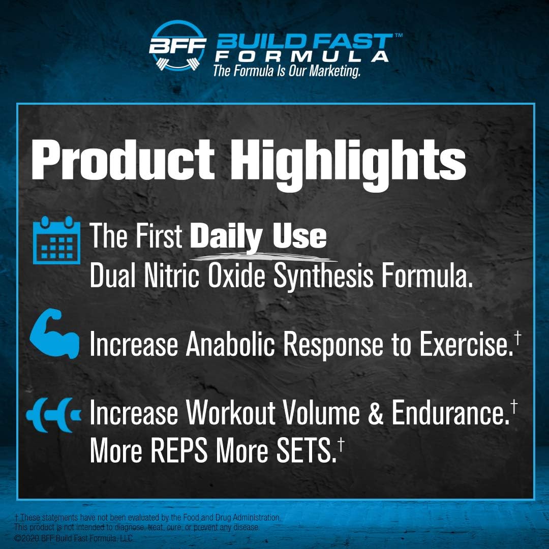 BFF VASOBLITZ Dual Nitric Oxide Pre Workout - NO3T Arginine Nitrate, L-Citrulline, Betaine Anhydrous - Caffeine Free for Muscular Endurance - Watermelon Flavor - 30 Servings
