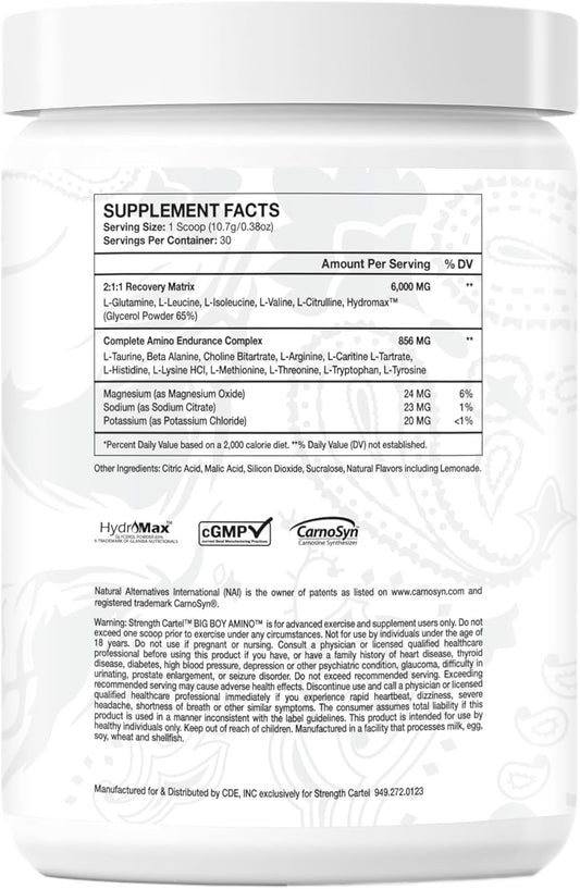 Big Boy Aminos Lemon Cake Supplement - 30 Servings, Strength Cartel
