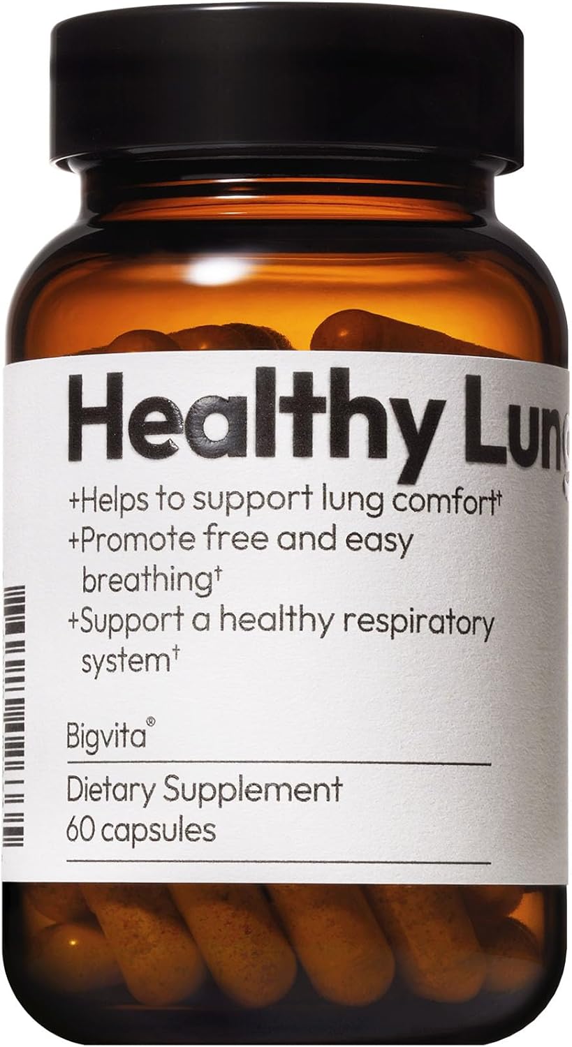 BIGVITA Lung Health Supplement - Vegan, Gluten Free Lung Support for Detox & Immune Health - 60 Capsules