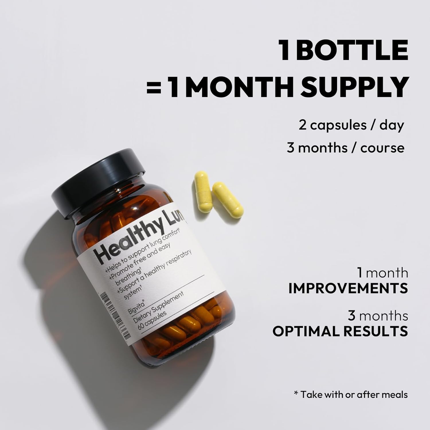 BIGVITA Lung Health Supplement - Vegan, Gluten Free Lung Support for Detox & Immune Health - 60 Capsules