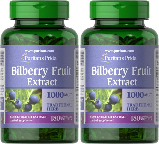Bilberry 1000 Mg Softgels - 360 Count Twin Pack by Puritan's Pride