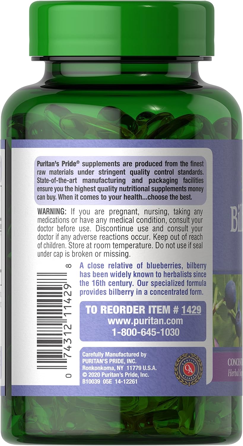 Bilberry 1000 Mg Softgels - 360 Count Twin Pack by Puritan's Pride