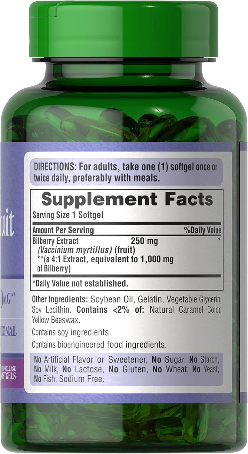 Bilberry 1000 Mg Softgels - 360 Count Twin Pack by Puritan's Pride