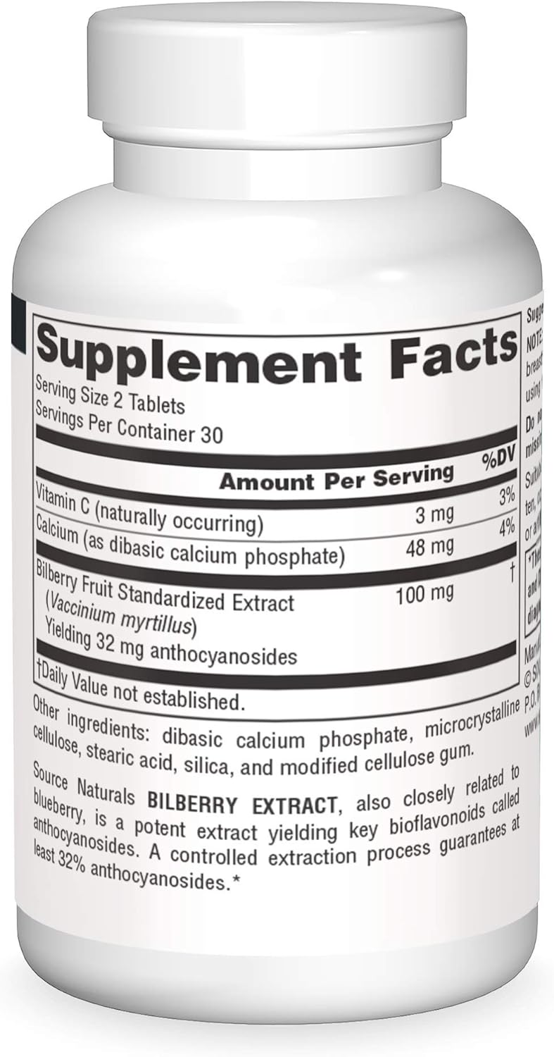 Bilberry Extract 50mg Tablets - Antioxidant Support - 60 Count
