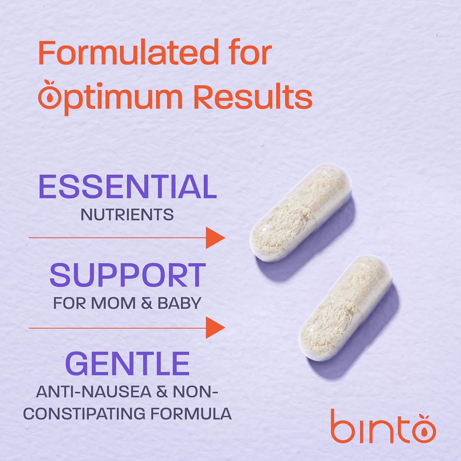 Binto Bloom Prenatal Supplements - 1 Month Supply - Multivitamin with Iron, Methylated Folate, & Folic Acid - Non GMO, Gluten Free, Vegetarian - Healthy Support for Mother & Baby