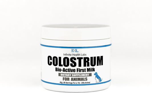 Bio-Active Bovine Colostrum Powder Supplement for Pets - 40g (80 Servings) - Infinite Health Labs