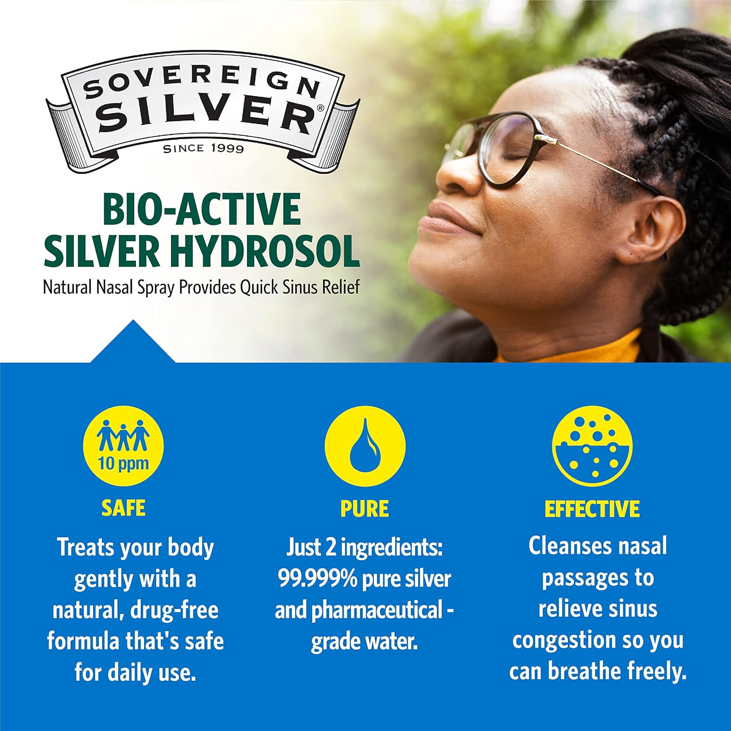 Bio-Active Colloidal Silver Hydrosol Nasal Spray for Immune Support - 10ppm - 2oz (Pack of 2)