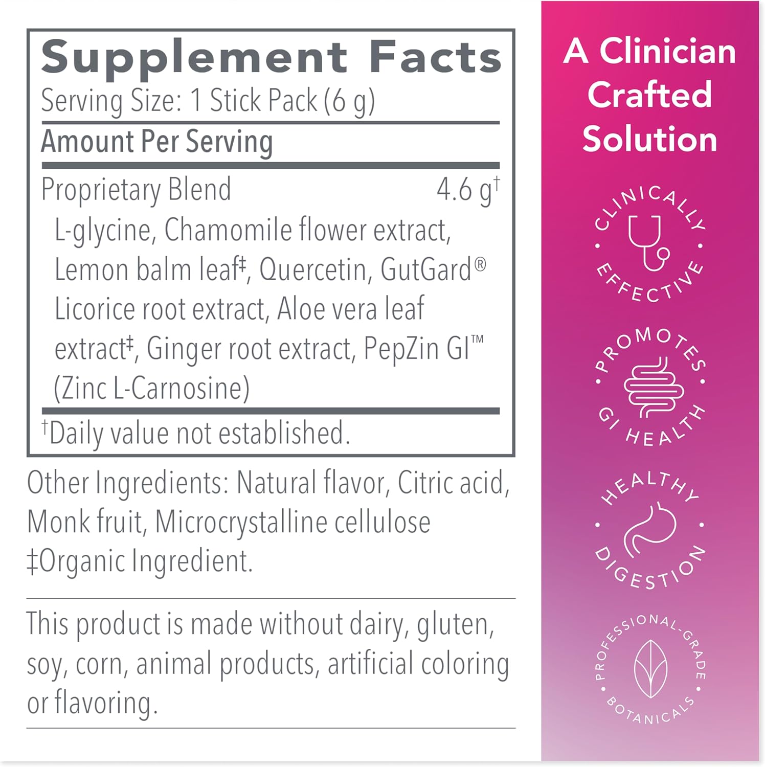 Bio-Botanical Research Biocidin Gut Health Drink Mix - GI InnerCalm - Support Digestive Health, GI Detox and a Healthy Mood & Relaxation - Restorative Formula with Glycine - 30 Stick Packs
