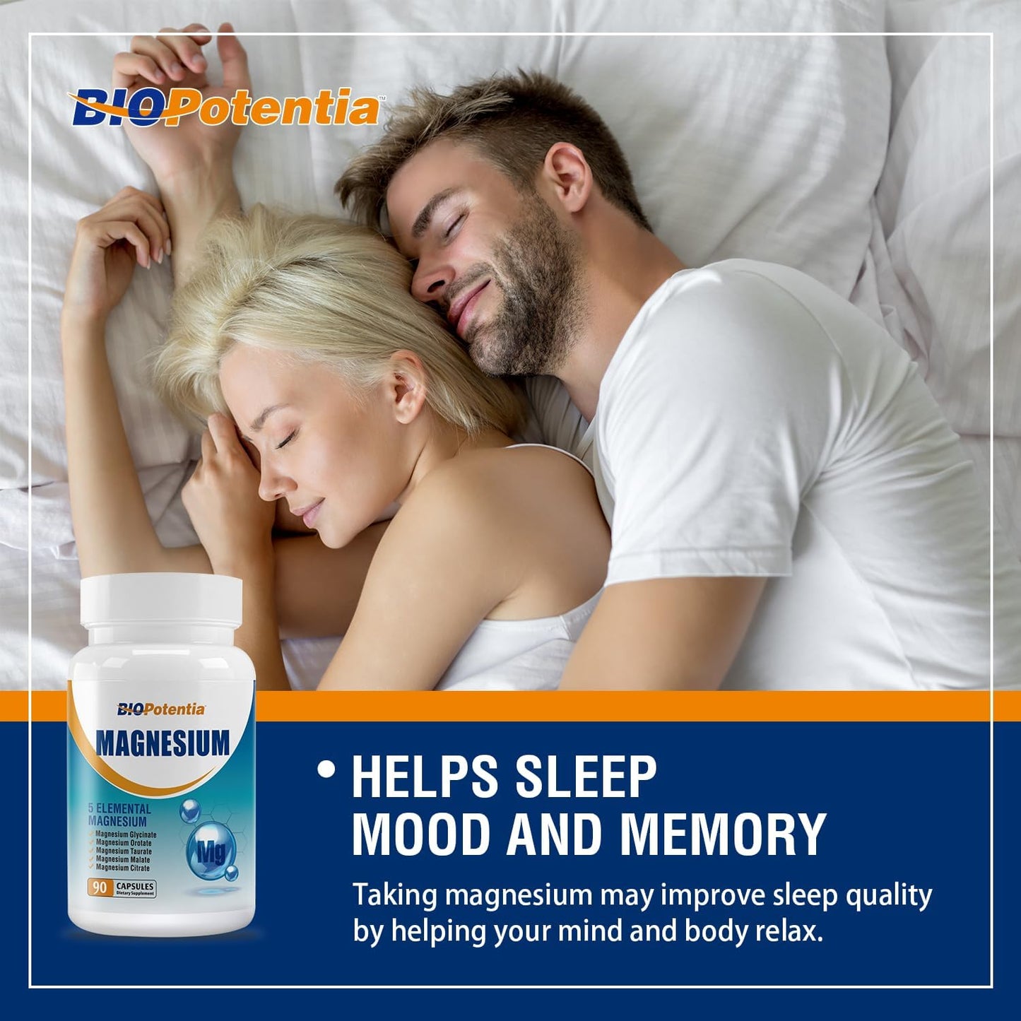 BIO POTENTIA Magnesium Supplement with 5 Forms - Promotes Sleep, Heart Health, Muscles, Metabolism - 90 Capsules