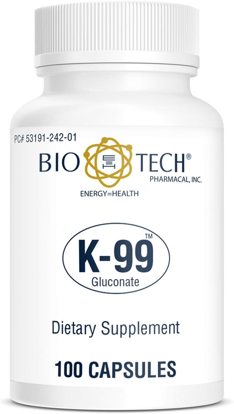 Bio-Tech Pharmacal Potassium Gluconate Supplement - 100 Count Bottle - K-99 Formula for Enhanced Absorption