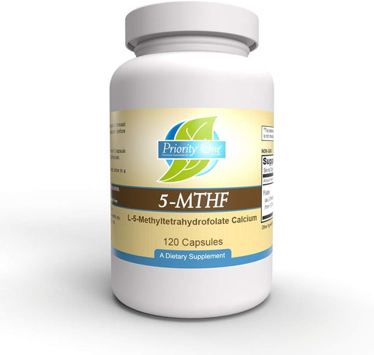 Bioavailable 5-MTHF Folate Supplement - 1mg Active Form Vitamin B9 Capsules - 120 Count - Vegetarian Formula with Methylation Support