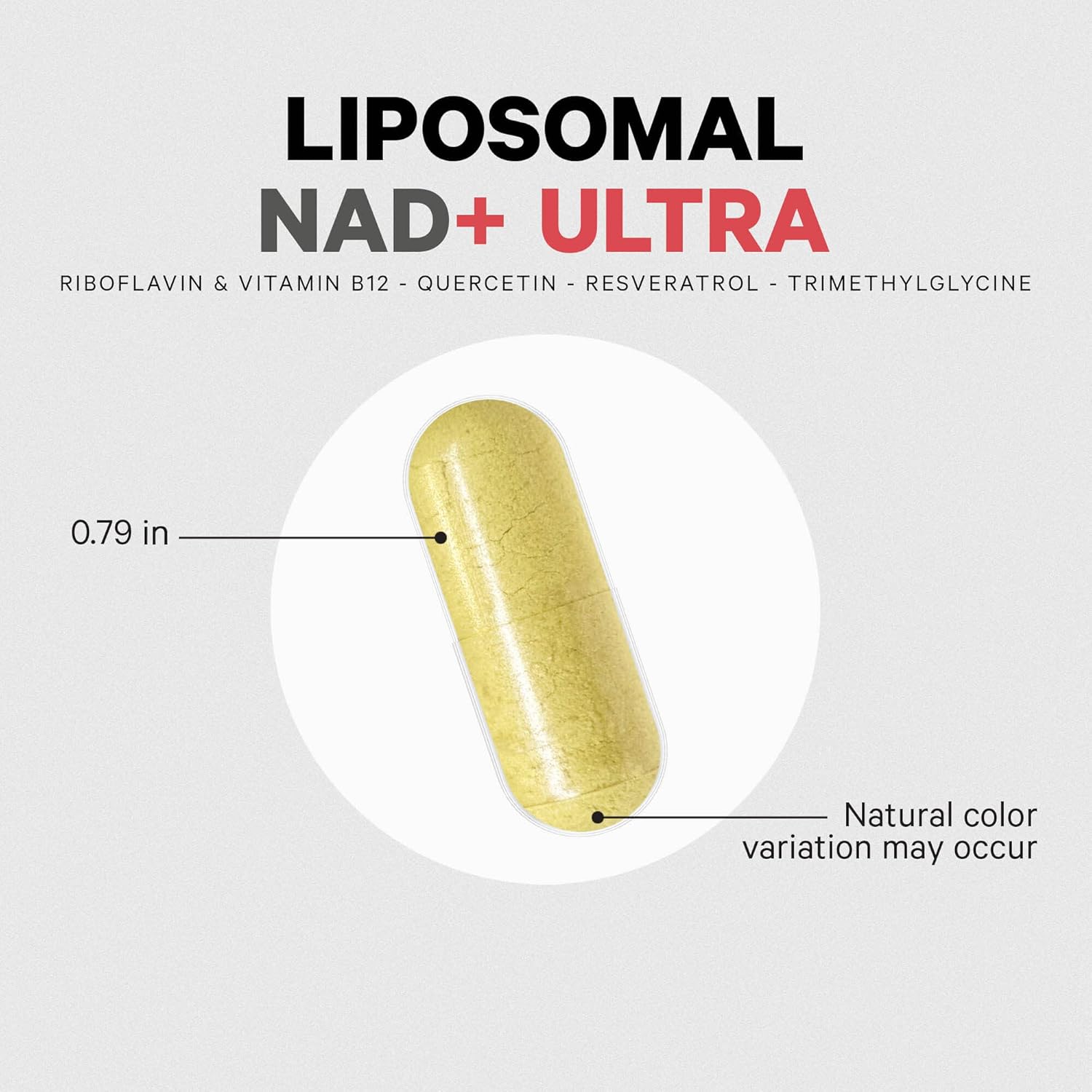 Bioavailable Liposomal NAD+ with Resveratrol & Vitamin B - Energy & Aging Support - NAD Supplement with Quercetin, Betaine, Riboflavin - 90 Capsules