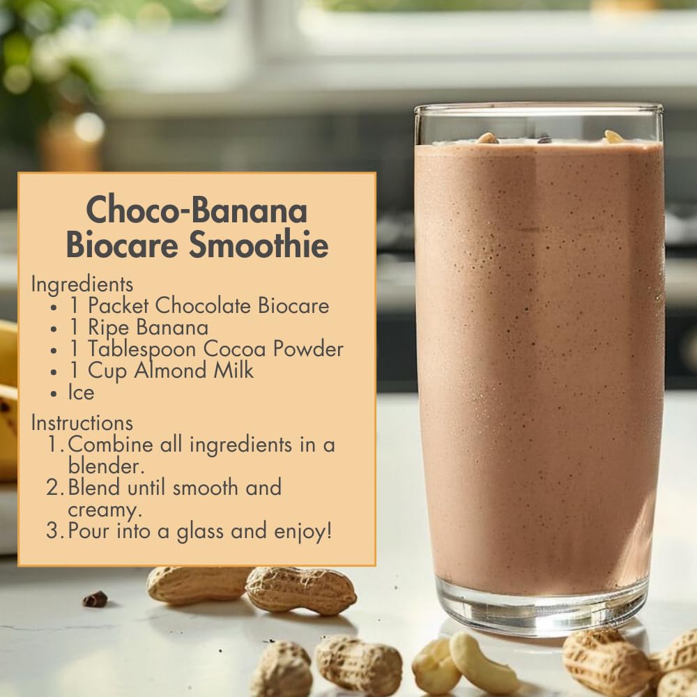 Biocare Nutritional Beverage Powder Drink with 20g Protein, 26 Vitamins/Minerals, Chocolate Flavor - Supports GLP-1 Users, Eases Nausea, Bloating, Constipation (14 Count)