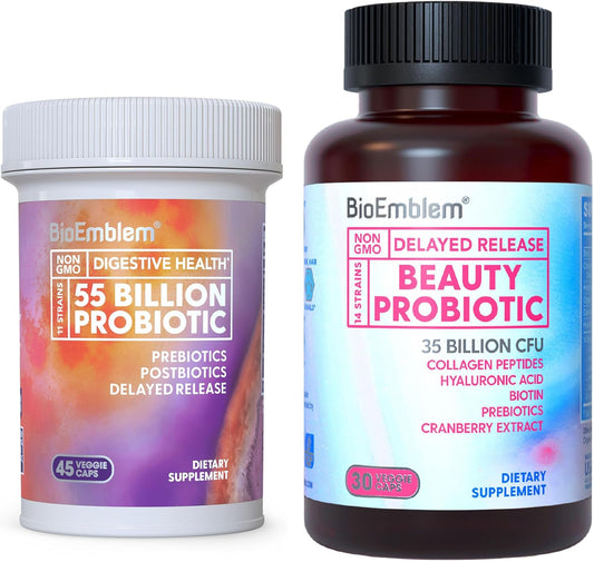 BioEmblem Beauty Probiotics for Women & Men - Advanced Probiotic Supplement for Healthy Skin & Digestion