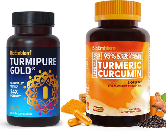 BioEmblem Turmeric Curcumin Supplement with BioPerine & Clinically Studied TurmiPure