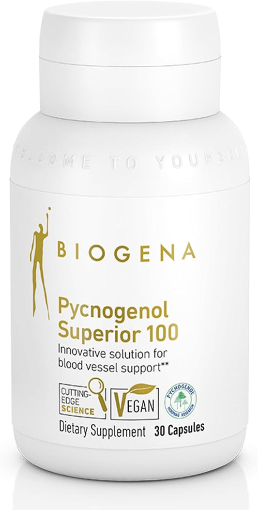 Biogena Pycnogenol 100 mg Gold: Premium French Maritime Pine Bark Extract for Blood Circulation Support